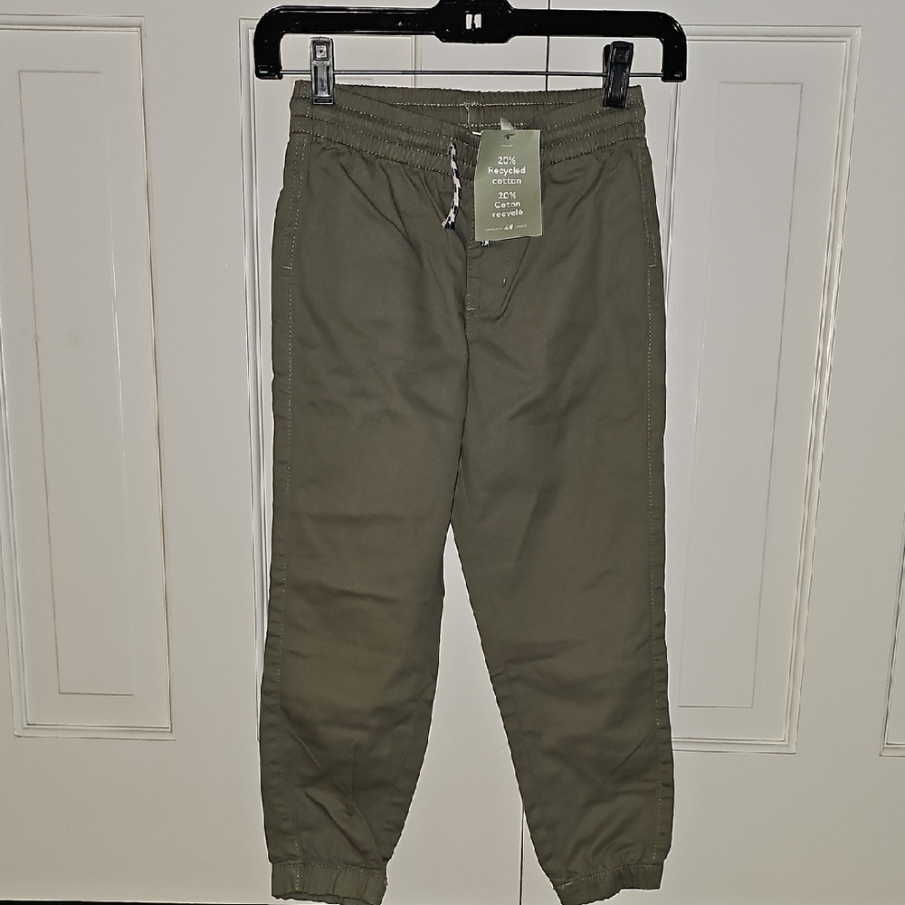Olive Green Boys Cotton Jogger Pants